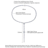 Square CZ Stone Necklace for Women Wedding Bridal Pendant Choker