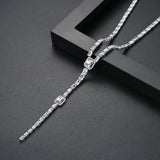 Square CZ Stone Necklace for Women Wedding Bridal Pendant Choker