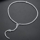Square CZ Stone Necklace for Women Wedding Bridal Pendant Choker