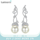 Cane Vine CZ Pearl Drop Earrings Wedding Bridal Sweet Accessories