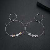 Adjustable Rainbow CZ Flower Bracelet for Women