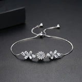 Adjustable Rainbow CZ Flower Bracelet for Women