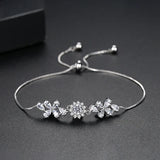 Adjustable Rainbow CZ Flower Bracelet for Women