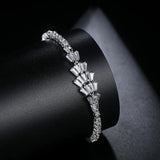 Leaf Shape CZ Stones Tennis Bracelet for Couples