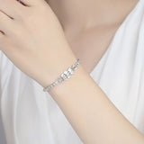 Leaf Shape CZ Stones Tennis Bracelet for Couples