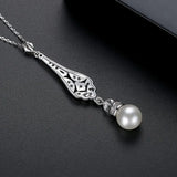 Pearl Bridal Necklace with Zircons Wedding Jewelry