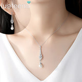Pearl Bridal Necklace with Zircons Wedding Jewelry
