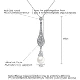 Pearl Bridal Necklace with Zircons Wedding Jewelry