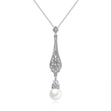 Pearl Bridal Necklace with Zircons Wedding Jewelry