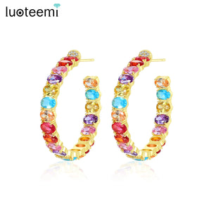 Colorful Large Hoop Earrings for Women Anniversary Jewelry