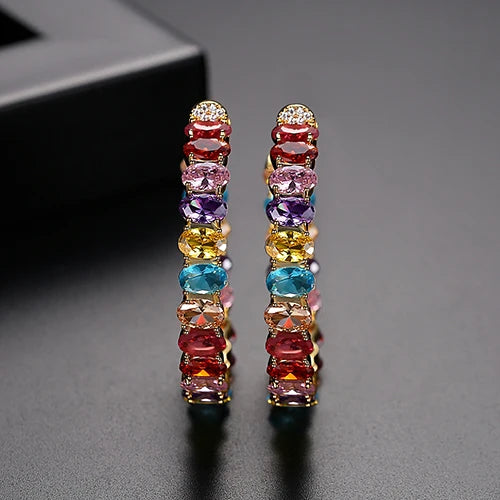 Colorful Large Hoop Earrings for Women Anniversary Jewelry