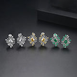 Green Yellow CZ Stone Earrings Wedding Party for Women