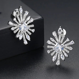 Green Yellow CZ Stone Earrings Wedding Party for Women
