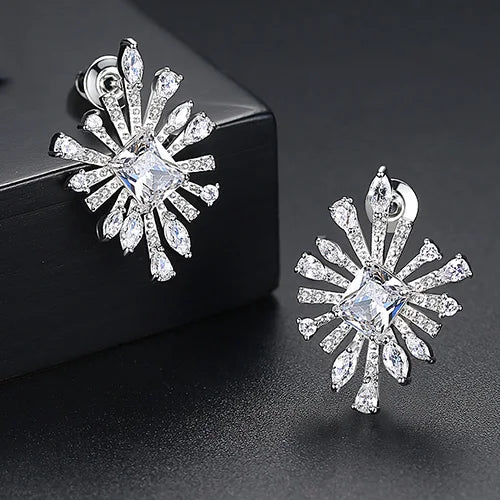 Green Yellow CZ Stone Earrings Wedding Party for Women
