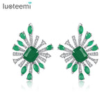 Green Yellow CZ Stone Earrings Wedding Party for Women