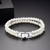 Double Layer Shell Pearls Bracelets for Women Adjustable Bridals Wedding
