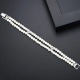 Double Layer Shell Pearls Bracelets for Women Adjustable Bridals Wedding