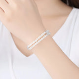 Double Layer Shell Pearls Bracelets for Women Adjustable Bridals Wedding