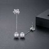 Long Drop Earring Bow Knot CZ Cubic Zircon Jewelry Pearl Tassel Earrings