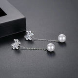 Long Drop Earring Bow Knot CZ Cubic Zircon Jewelry Pearl Tassel Earrings