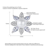 CZ Flower Pearl Studs Earrings for Wedding