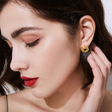 Feather Stud Earrings Wedding Party Jewelry CZ Stone Earrings
