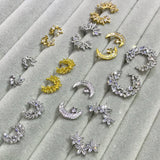Feather Stud Earrings Wedding Party Jewelry CZ Stone Earrings