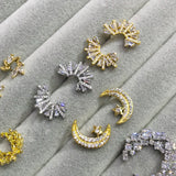 Feather Stud Earrings Wedding Party Jewelry CZ Stone Earrings
