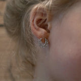 Feather Stud Earrings Wedding Party Jewelry CZ Stone Earrings