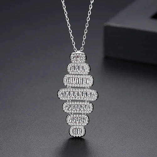 Rhombus Necklace CZ Collares Christmas Gift