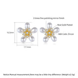 Yellow Heart CZ Flower Stud Earrings for Women Bridal Wedding Christmas