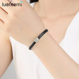 Heart Beads CZ Leather Charm Bracelet Women Party Jewelry