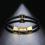 Heart Beads CZ Leather Charm Bracelet Women Party Jewelry