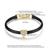 Heart Beads CZ Leather Charm Bracelet Women Party Jewelry
