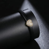 Heart Beads CZ Leather Charm Bracelet Women Party Jewelry