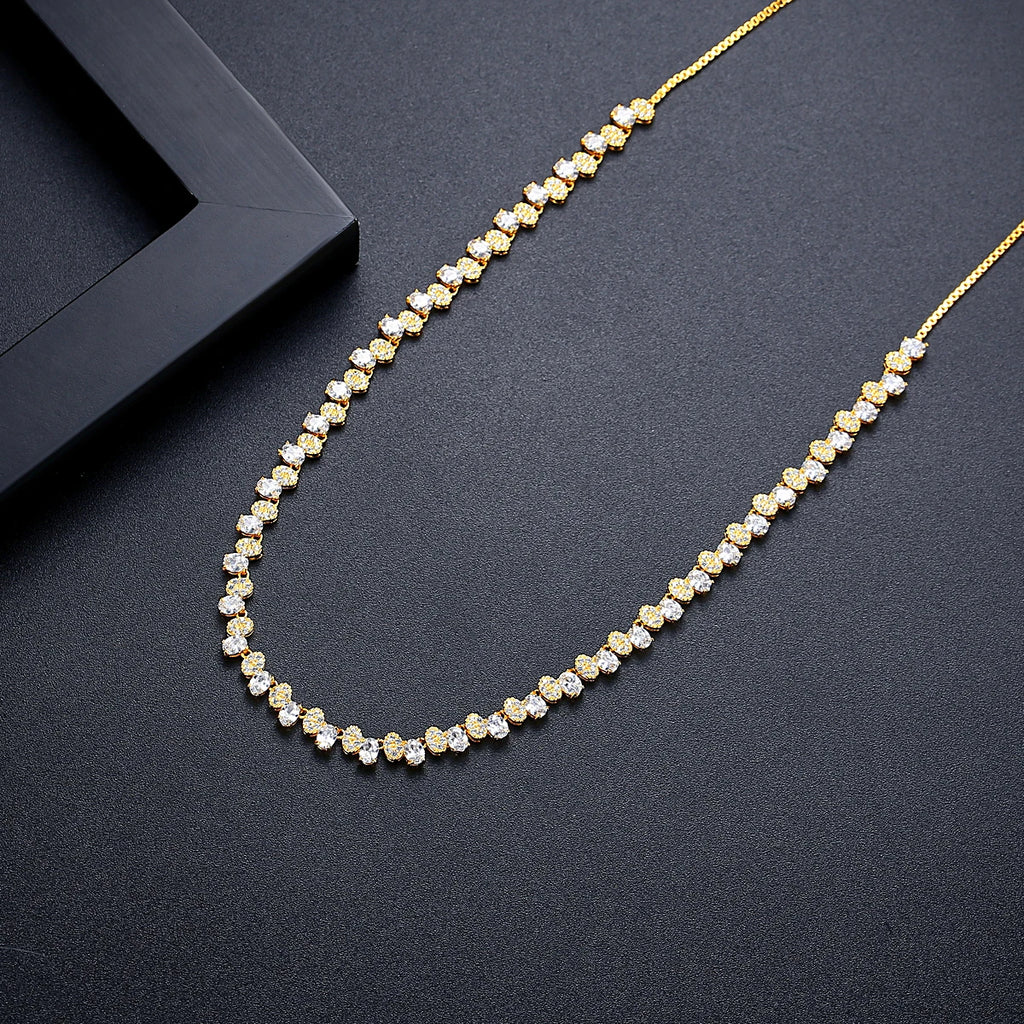 CZ Stones Adjustable Necklace Tennis Link Chain Wedding Jewelry
