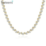 CZ Stones Adjustable Necklace Tennis Link Chain Wedding Jewelry