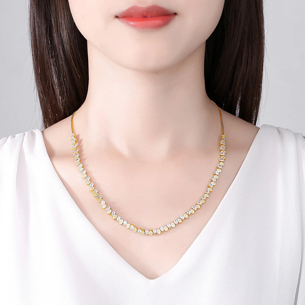 CZ Stones Adjustable Necklace Tennis Link Chain Wedding Jewelry