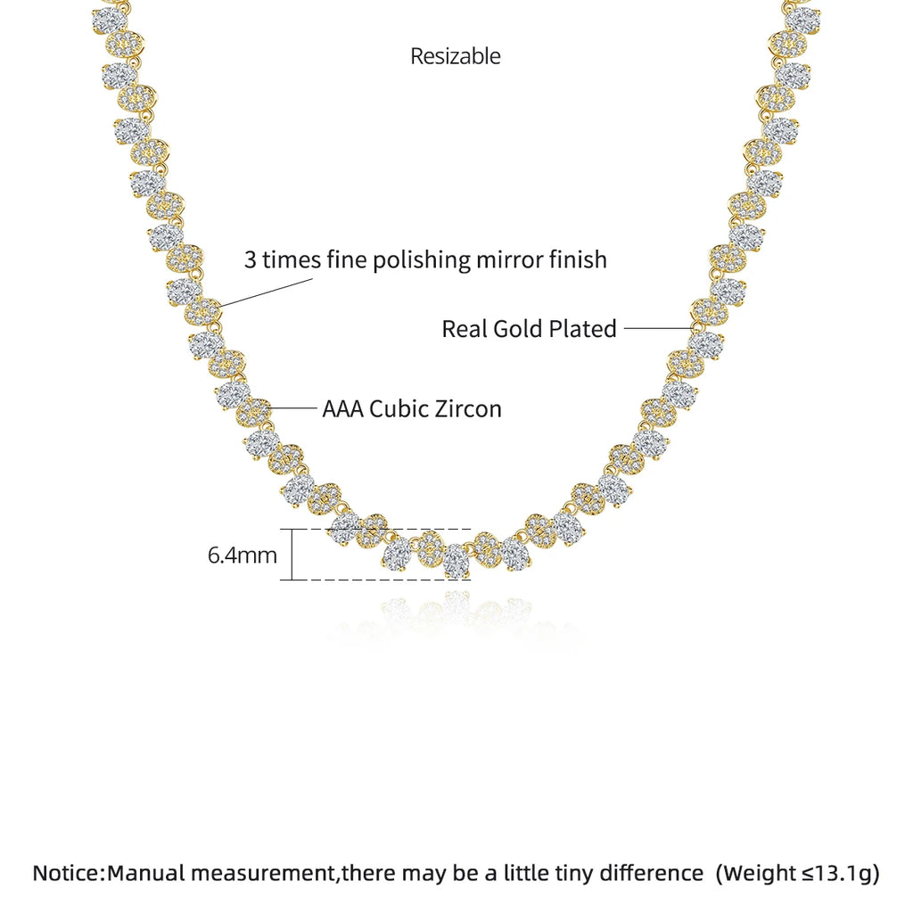 CZ Stones Adjustable Necklace Tennis Link Chain Wedding Jewelry