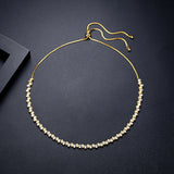 CZ Stones Adjustable Necklace Tennis Link Chain Wedding Jewelry