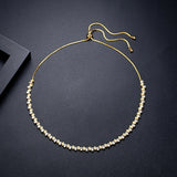 CZ Stones Adjustable Necklace Tennis Link Chain Wedding Jewelry