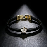 Gold Leather Bracelet with Star Beads Charm