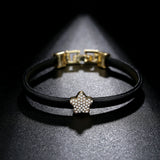 Gold Leather Bracelet with Star Beads Charm