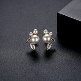 Insect Shape Pearl Stud Earrings for Women