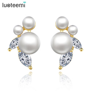 Insect Shape Pearl Stud Earrings for Women