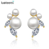 Insect Shape Pearl Stud Earrings for Women