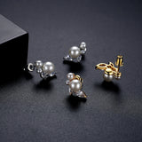 Insect Shape Pearl Stud Earrings for Women