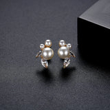 Insect Shape Pearl Stud Earrings for Women