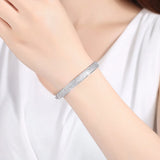 CZ Cubic Zirconia Wide Bangle Charm Bracelet For Girls