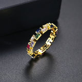 K-Pop Men's Rainbow CZ Finger Ring Girl Party